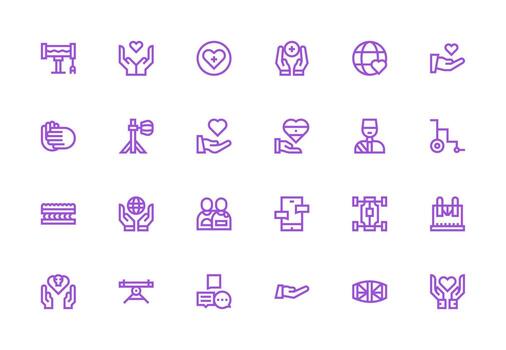 24 grueso línea línea vectores para apoyo sistema tema de múltiples fines icono conjunto