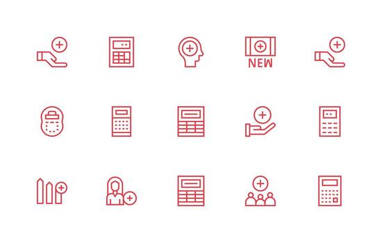 15 Regular Line Designs for Addition Icons Clean Set for Layout Prototypes vector