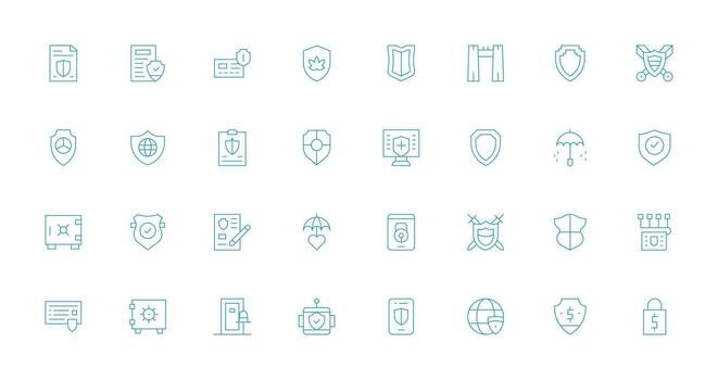 Thin Line Icons from Safeguard Set with 32 Vectors Pixel Perfect Icon Set