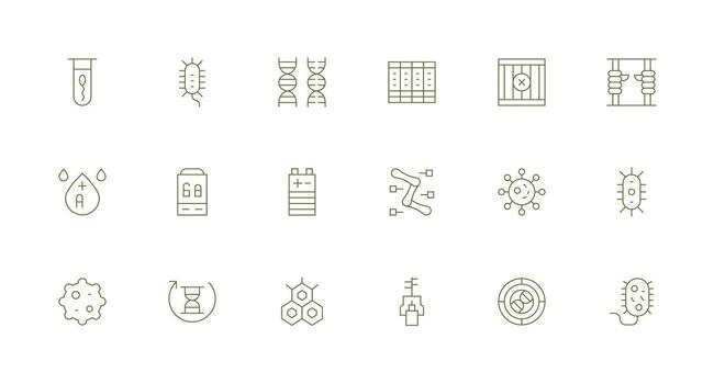 Cell Set with 18 Minimal Line Icons General Use Icon Pack vector