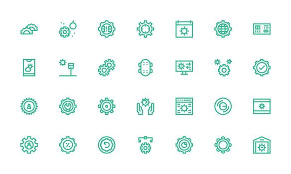 negrita línea íconos desde configuración conjunto con 28 vectores interfaz íconos para diario utilizar
