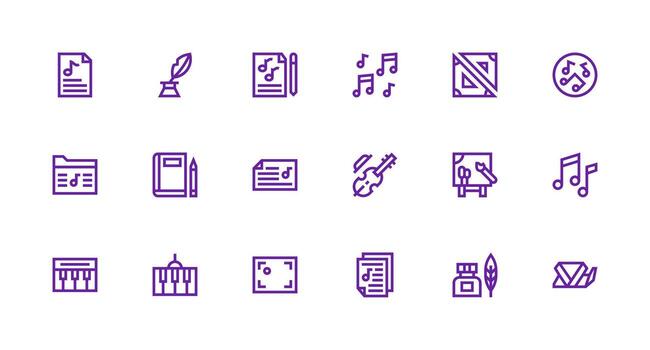 18 Strong Stroke Line Icons for Composition Graphics Neutral Style Icons for Any Project vector