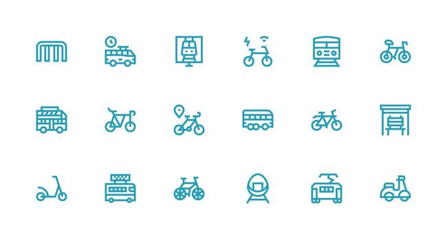 Strong Stroke Line Icons from Commuter Set with 18 Vectors Creative Icon Set