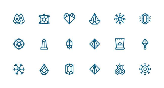 cristal icono conjunto con 18 fuerte carrera línea gráficos básico icono serie vector