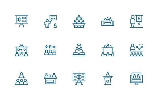 seminario conjunto con 15 regular línea íconos de confianza íconos para todas interfaces vector