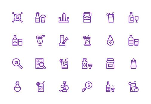 24 Thick Line Line Vectors for Glass Theme Scalable Icons for Cross-Platform Interfaces