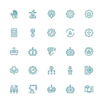 Medium Stroke Outline Icons from Automation Set with 25 Vectors Digital Icon Collection