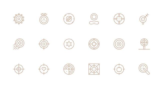 objetivo visual paquete conteniendo 18 mínimo línea íconos simplificado icono paquete para visual herramientas vector