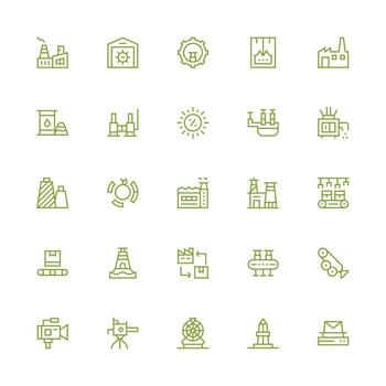 Production including 25 Medium Stroke Outline Illustrations Flexible Icon System for Web Interfaces vector