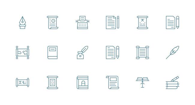 18 Icons for Manuscript in Minimal Line Format Essential Icon Set for Teams vector
