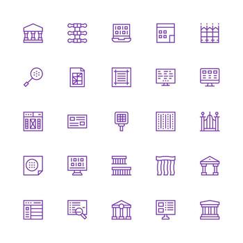Columns Icon Set with 25 Medium Stroke Outline Graphics General Use Icon Pack vector