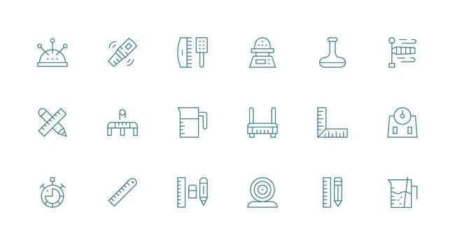 18 Minimal Line Vectors for Measuring Theme Interface Icon Collection