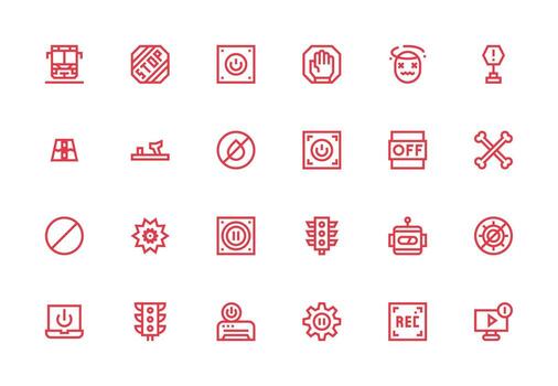24 Stop Icons in Thick Line Line Aesthetic Minimal Icon Set for Interface Projects vector