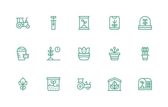 15 regular línea íconos para cultivar gráficos icono conjunto para web vector