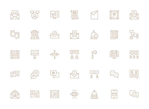 35 Light Line Icons for Message Graphics General Use Icon Pack vector