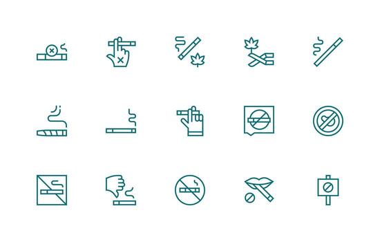 15 Regular Line Style Icons from No Smoking Collection Responsive Icon Set for Flexible Layouts vector
