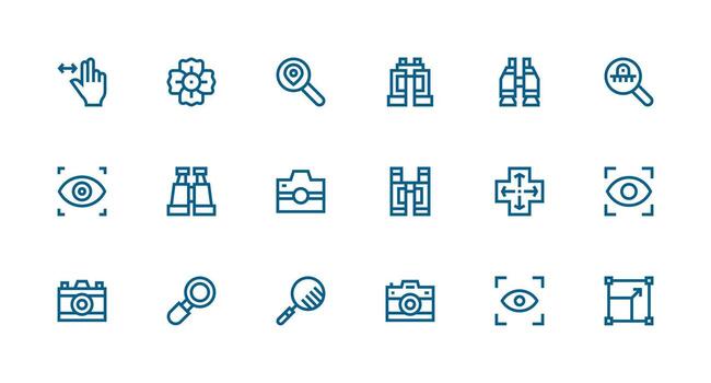 18 fuerte carrera línea estilo íconos desde enfocar colección limpiar icono conjunto icono paquete para ui proyectos vector