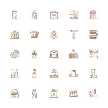 25 Icons for Factory in Medium Stroke Outline Format Creative Icon Set vector