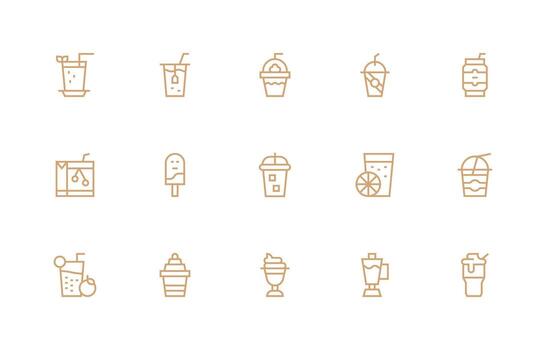 15 Cold Drink Icons in Regular Line Aesthetic Multi-Style Icons for Creative Projects vector