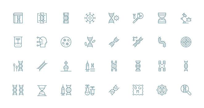 Biotechnology Icon Set with 32 Thin Line Graphics UI-Ready Icon Collection vector