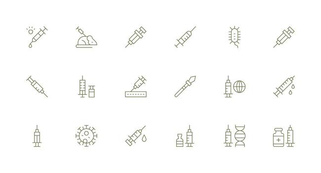 18 Icons for Vaccine in Minimal Line Format Minimal Icon Pack vector
