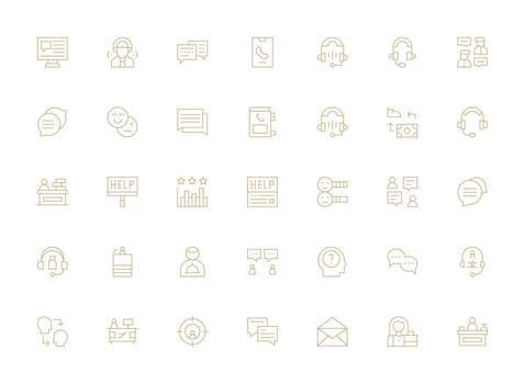 Light Line Style Customer Service Icons with 35 Vectors Customizable Icon Series for Mobile Screens