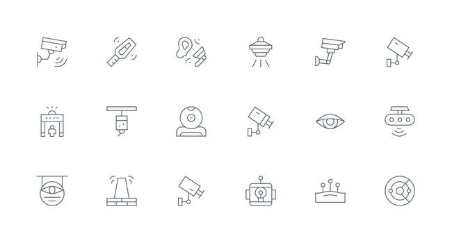 Detection Visual Pack containing 18 Minimal Line Icons Glyph Icon Series vector