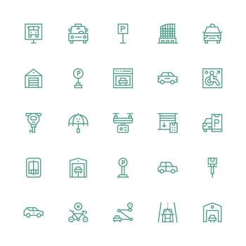 Medium Stroke Outline Icons from Parking Set with 25 Vectors Professional Icon Set