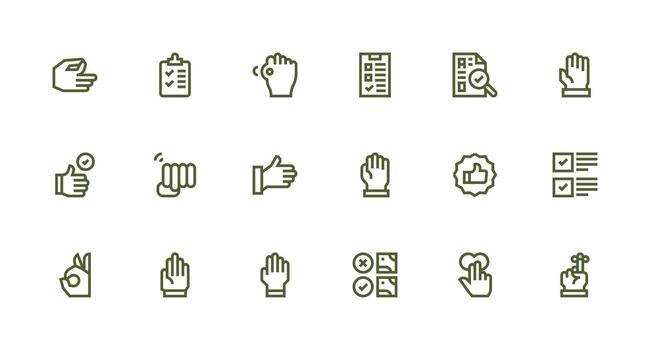 Confirm Icon Set with 18 Strong Stroke Line Graphics Minimal Icon Set for Interface Projects vector