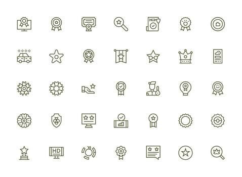 calidad icono conjunto con 35 regular limpiar línea gráficos esencial icono colección vector