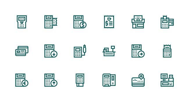 Pos Set with 18 Strong Stroke Line Icons Customizable Icon Series for Mobile Screens vector