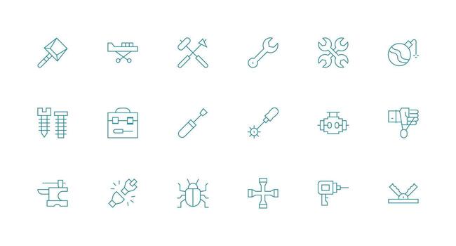 reparando icono conjunto con 18 mínimo línea gráficos listo para la interfaz de usuario icono colección vector