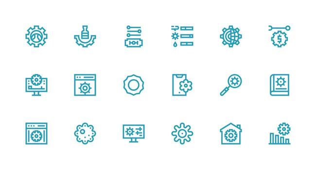 ajustes conjunto con 18 fuerte carrera línea íconos de múltiples fines icono conjunto vector