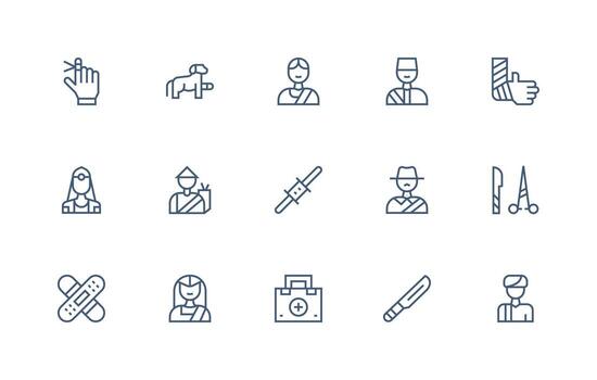 Bandage Visual Pack containing 15 Regular Line Icons Balanced Icon Set for Functional Design vector