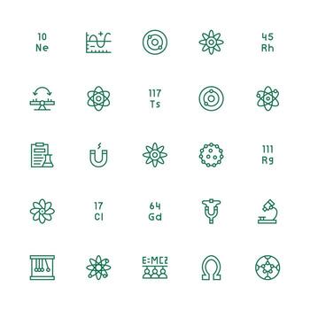 Medium Stroke Outline Style Physics Icons with 25 Vectors Scalable Icons for Cross-Platform Interfaces