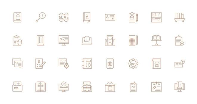 32 Documentation Icons in Thin Line Aesthetic Essential Icon Collection vector