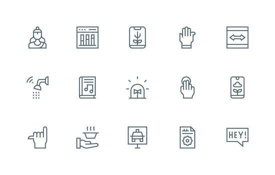 App featuring 15 Icons in Regular Line Design High-Resolution Icons for Any Platform vector