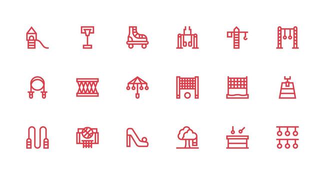 Playground including 18 Strong Stroke Line Illustrations Quick Access Icons for UI Development vector
