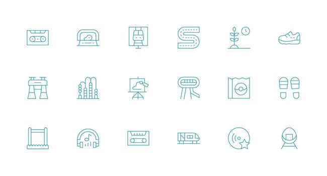 18 Minimal Line Style Icons from Track Collection UI-Ready Icon Collection vector