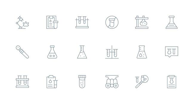 Experimentation Design Icons featuring 18 in Minimal Line Style Professional Icon Pack for Development Work vector
