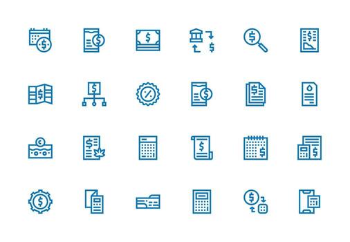 Expense Design Icons featuring 24 in Thick Line Line Style UI and UX Focused Icon Collection vector