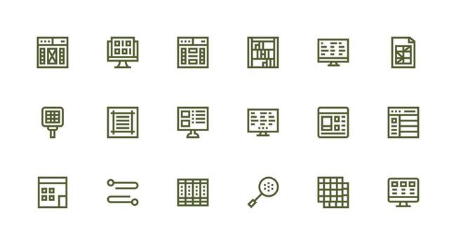 18 Strong Stroke Line Vectors for Rows Theme All Device Compatible Icon Set