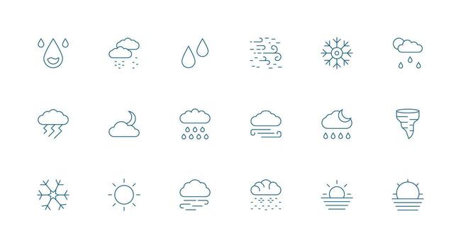 18 Minimal Line Designs for Weather Icon Icons Scalable Icons for Cross-Platform Interfaces vector