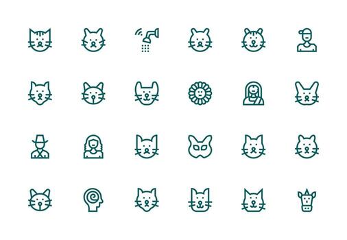 cabeza diseño íconos presentando 24 en grueso línea línea estilo tablero icono serie vector