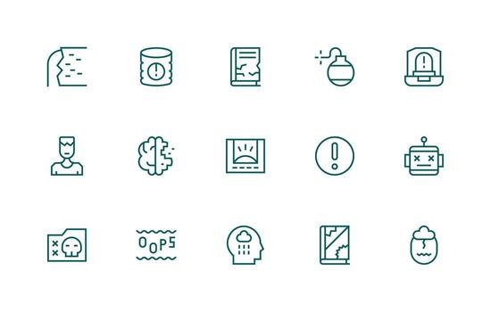 15 System Error Icons in Regular Line Aesthetic Theme-Based Icon Pack vector
