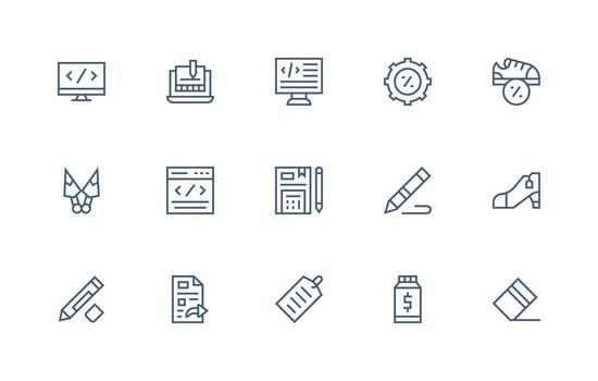 15 regular línea íconos para margen gráficos moderno línea y glifo icono serie vector
