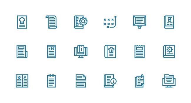 18 íconos para instrucciones en fuerte carrera línea formato diseño Listo icono conjunto para equipos vector