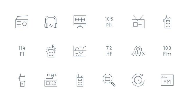 18 Minimal Line Vectors for Frequency Theme Basic Icon Series