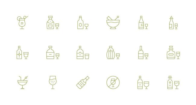 18 Minimal Line Style Icons from Spirits Collection Compact Icon Set vector