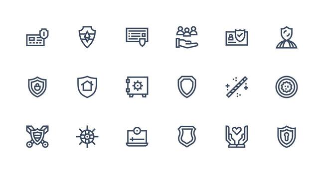 18 Safeguard Icons in Strong Stroke Line Aesthetic Minimal Icon Set for Interface Projects vector